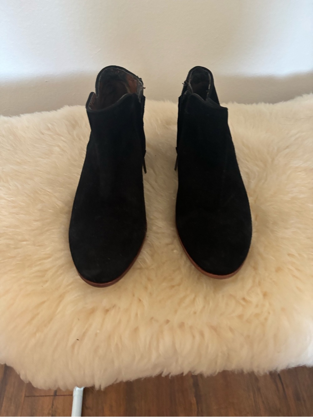 Sam Edelman Petty Black Suede Women's Ankle Booties - DEFECTS